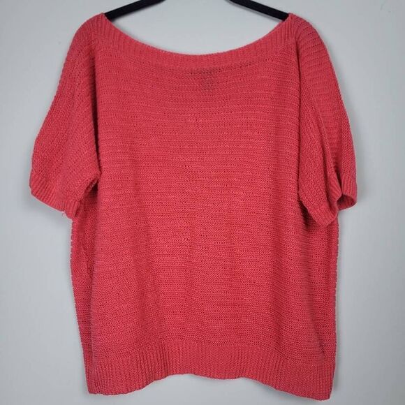 Lauren Ralph Lauren Womens 100% Linen Pullover Top Coral 1X Short Sleeve Boxy - Picture 1 of 6